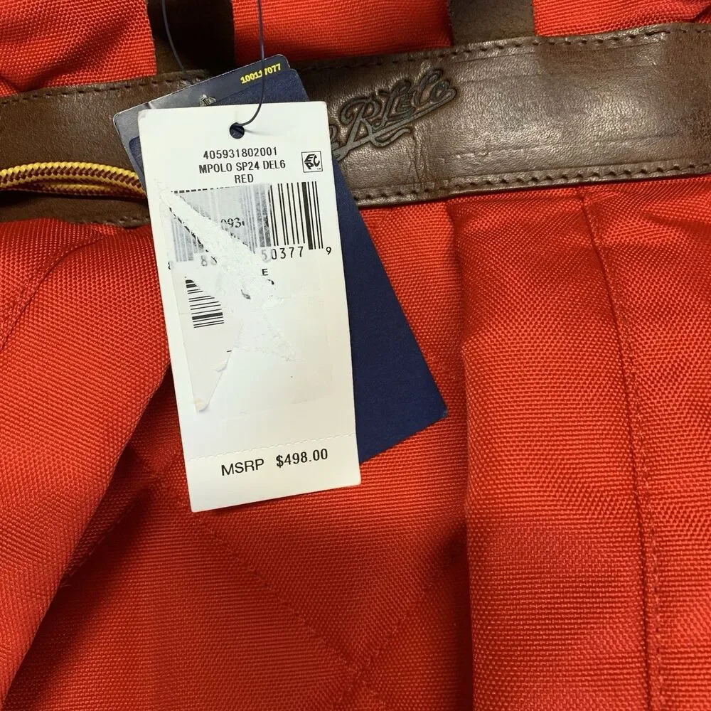 Polo Ralph Lauren Suede Trim Trail Red Backpack Nwt